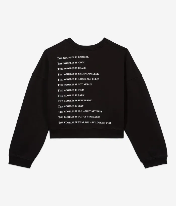 Women Sweatshirts THE KOOPLES Short Black What Is Sweatshirt With Rhinestones Women Sweatshirts THE KOOPLES Short Black What Is Sweatshirt With Rhinestones