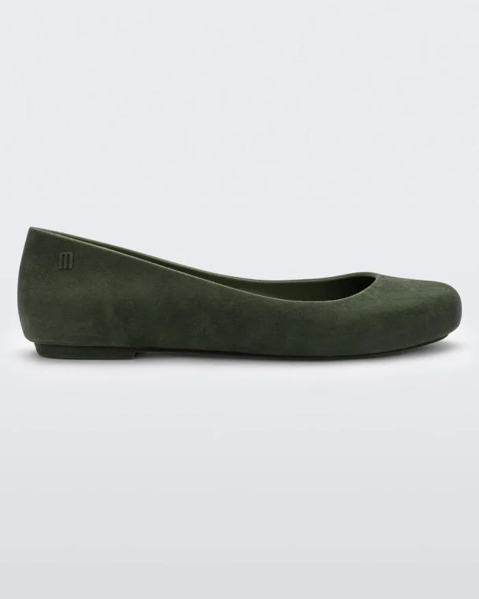 Women Sweet Love Velvet Green Flocked Melissa Flats