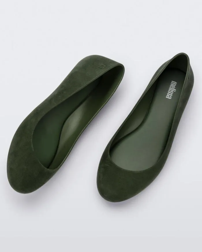 Women Sweet Love Velvet Green Flocked Melissa Flats