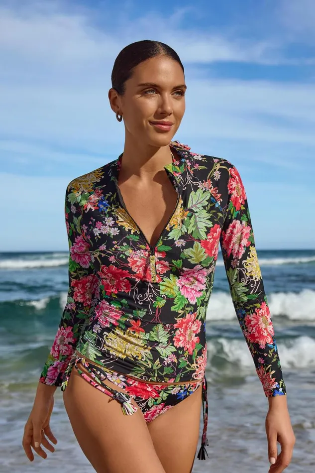 Women Swim and Resort Johnny Was METALLI NOTTE LONG SLEEVE SURF SHIRT Metalli Notte Women Swim and Resort Johnny Was METALLI NOTTE LONG SLEEVE SURF SHIRT Metalli Notte