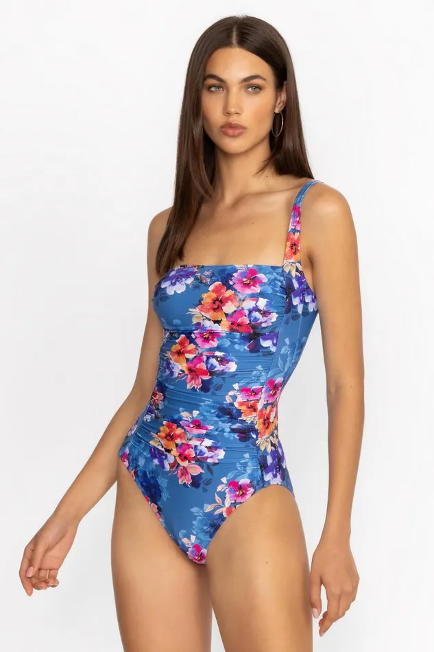 Women Swim and Resort Johnny Was SUMMER DAYS RUCHED ONE PIECE Summer Days blue