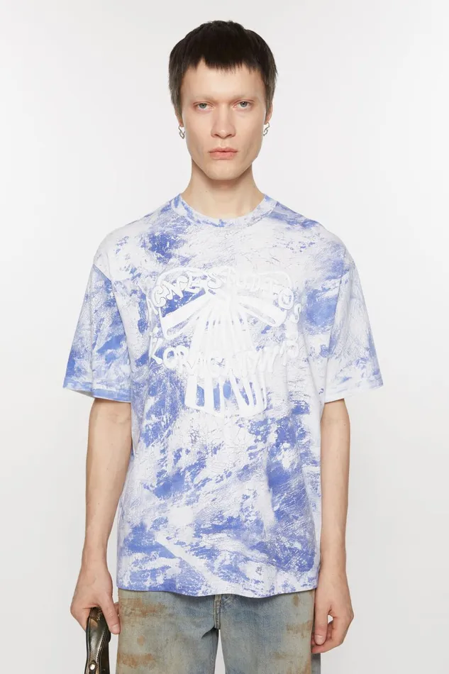 Women Tshirt Plaster Print Faded Blue Acne Studios Tshirts