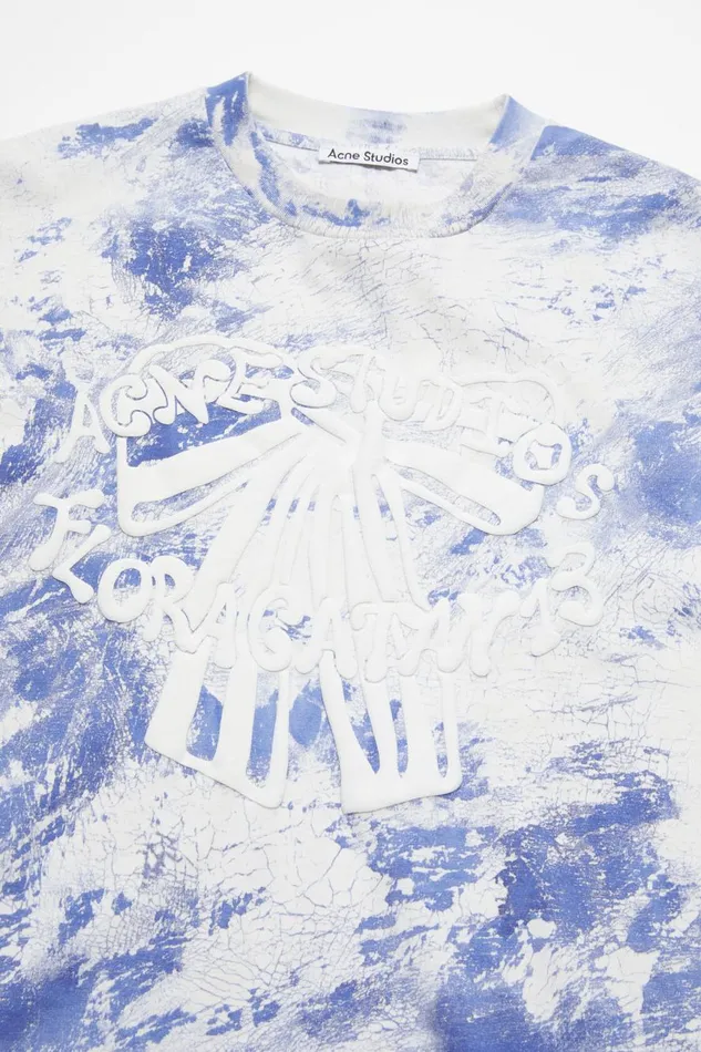 Women Tshirt Plaster Print Faded Blue Acne Studios Tshirts