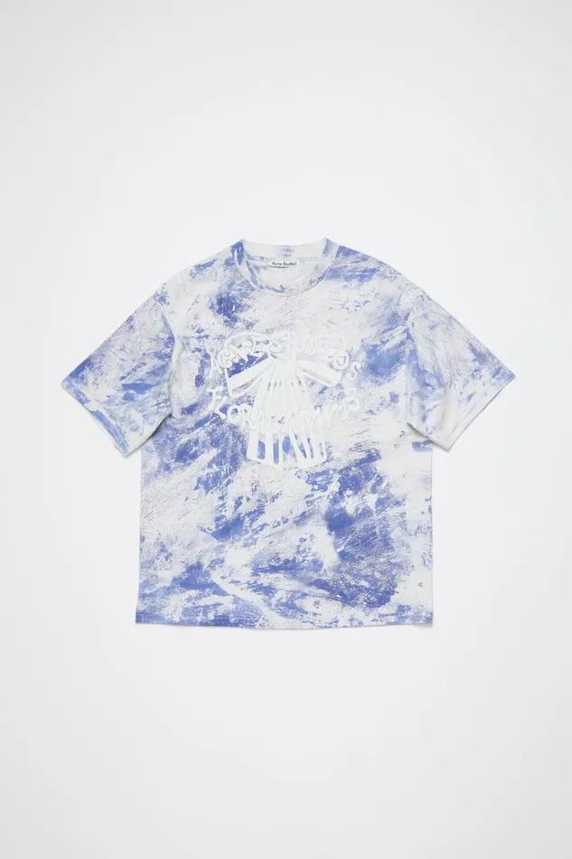 Women Tshirt Plaster Print Faded Blue Acne Studios Tshirts