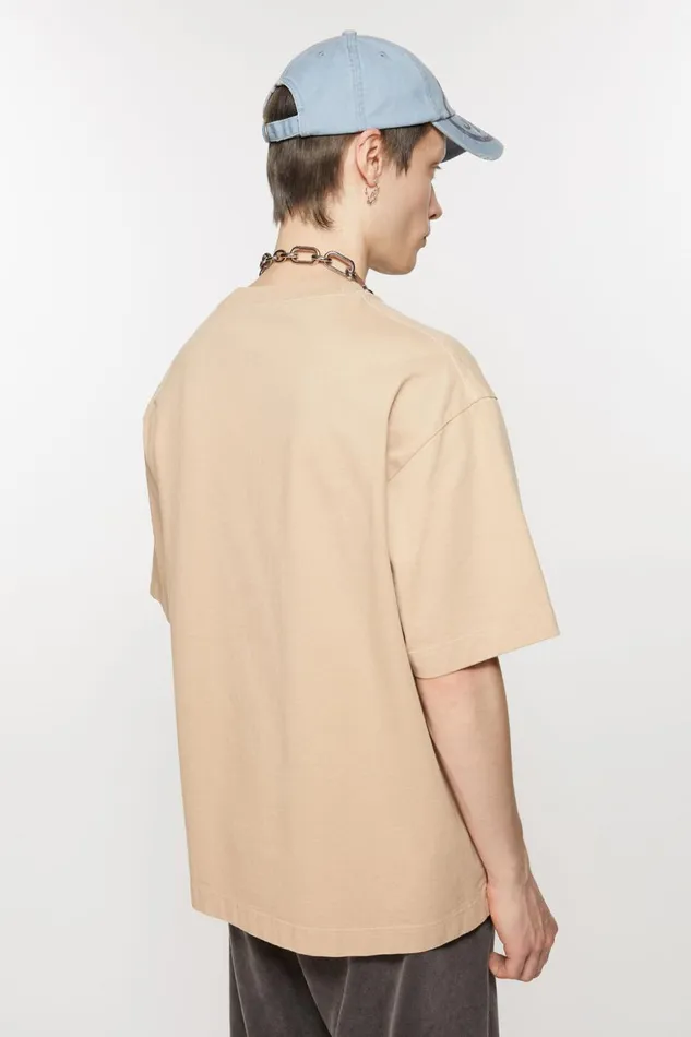 Women Tshirt Stamp Logo 8211 Relaxed Fit Wheat Beige Acne Studios Tshirts