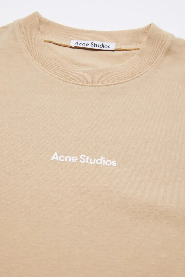 Women Tshirt Stamp Logo 8211 Relaxed Fit Wheat Beige Acne Studios Tshirts