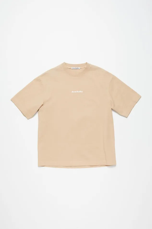 Women Tshirt Stamp Logo 8211 Relaxed Fit Wheat Beige Acne Studios Tshirts