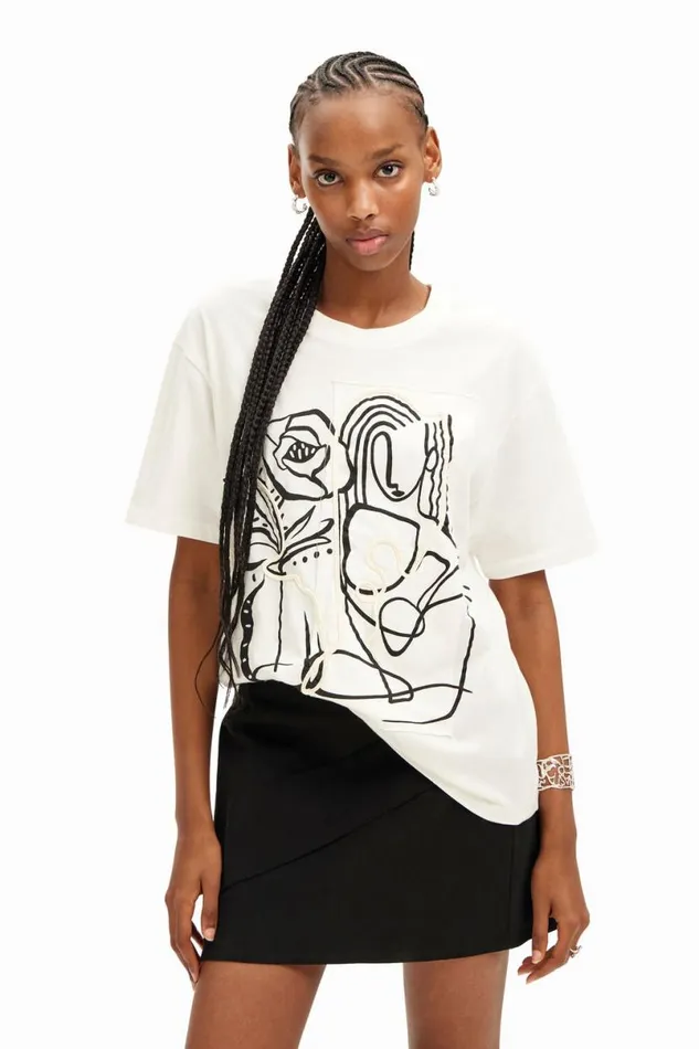 Women Tshirts Desigual Arty Illustration Tshirt