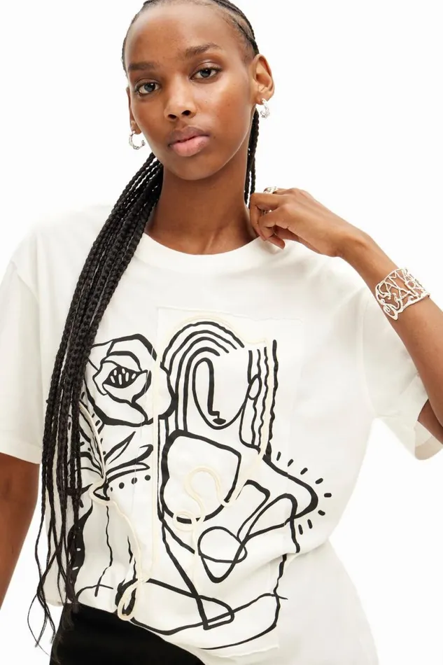 Women Tshirts Desigual Arty Illustration Tshirt