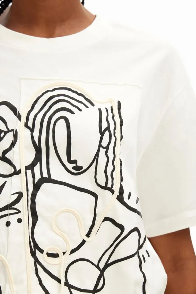 Women Tshirts Desigual Arty Illustration Tshirt