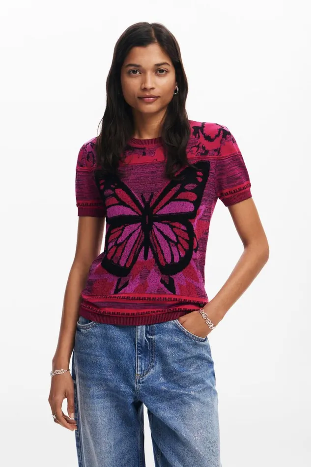 Women Tshirts Desigual Butterfly Knit Tshirt