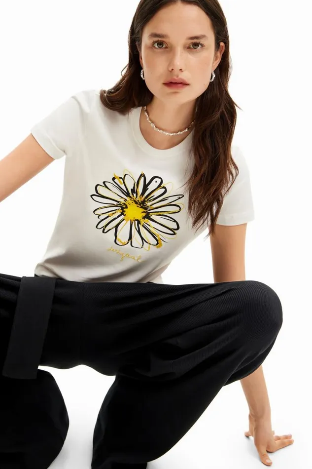 Women Tshirts Desigual Daisy Illustration Tshirt