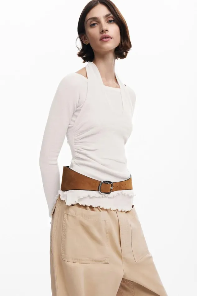 Women Tshirts Desigual Double Neckline Tshirt