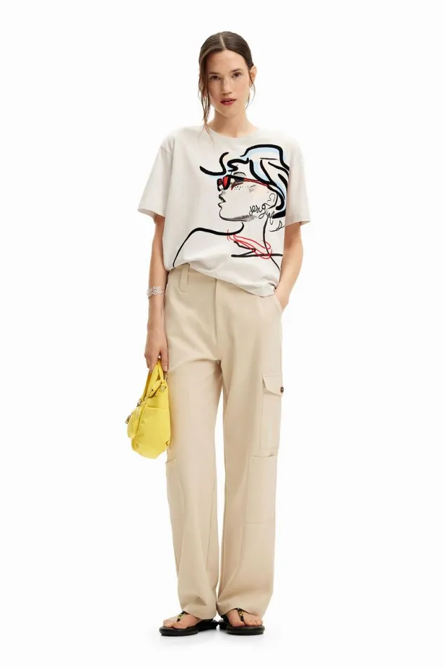Women Tshirts Desigual Plain Tshirt Illustration