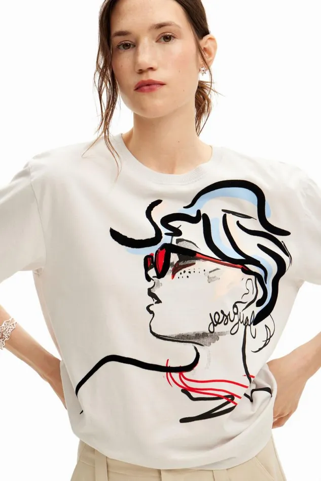 Women Tshirts Desigual Plain Tshirt Illustration