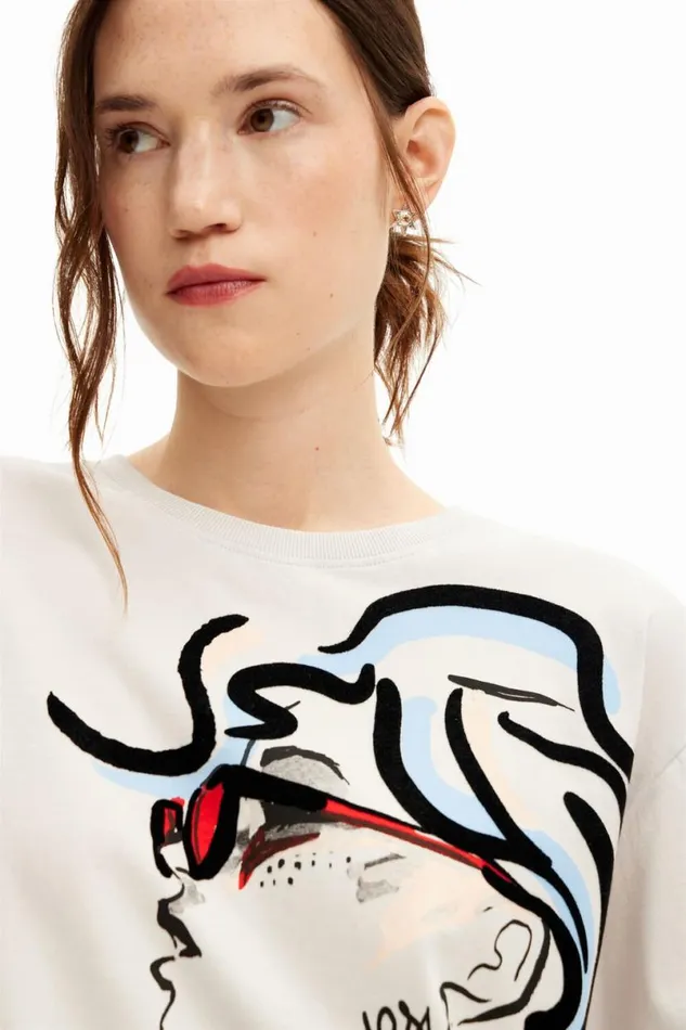 Women Tshirts Desigual Plain Tshirt Illustration