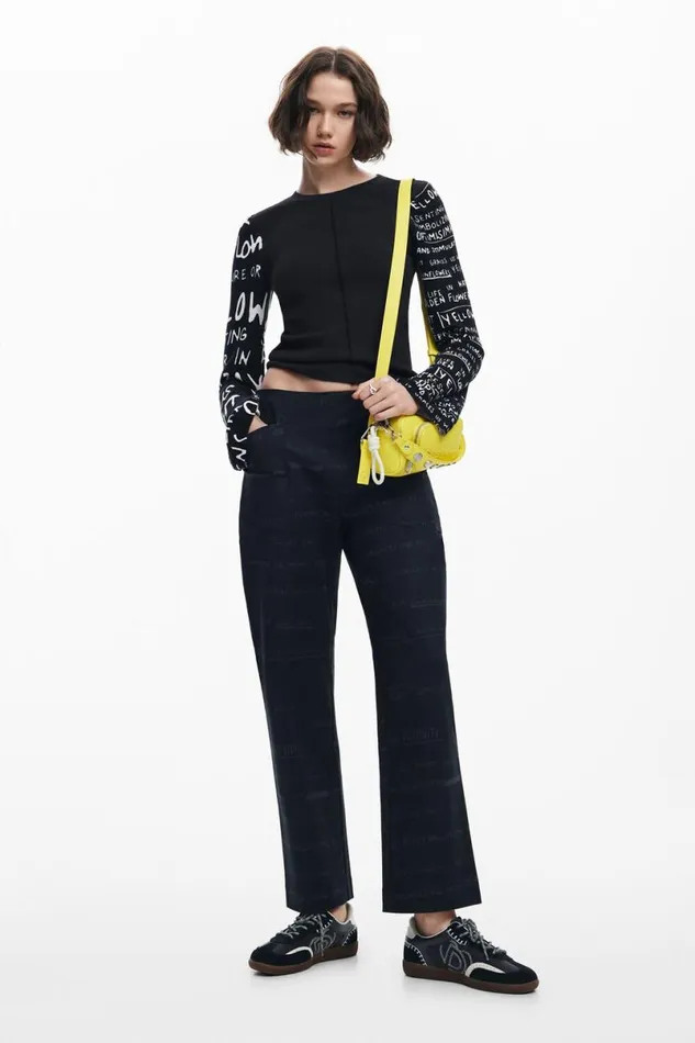 Women Tshirts Desigual Tshirt With Printed Sleeves
