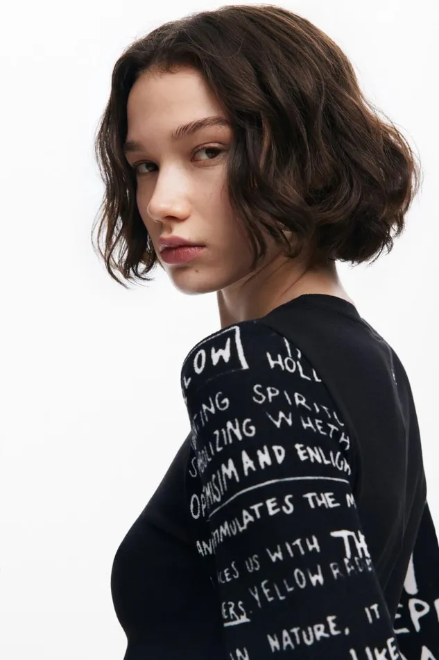 Women Tshirts Desigual Tshirt With Printed Sleeves