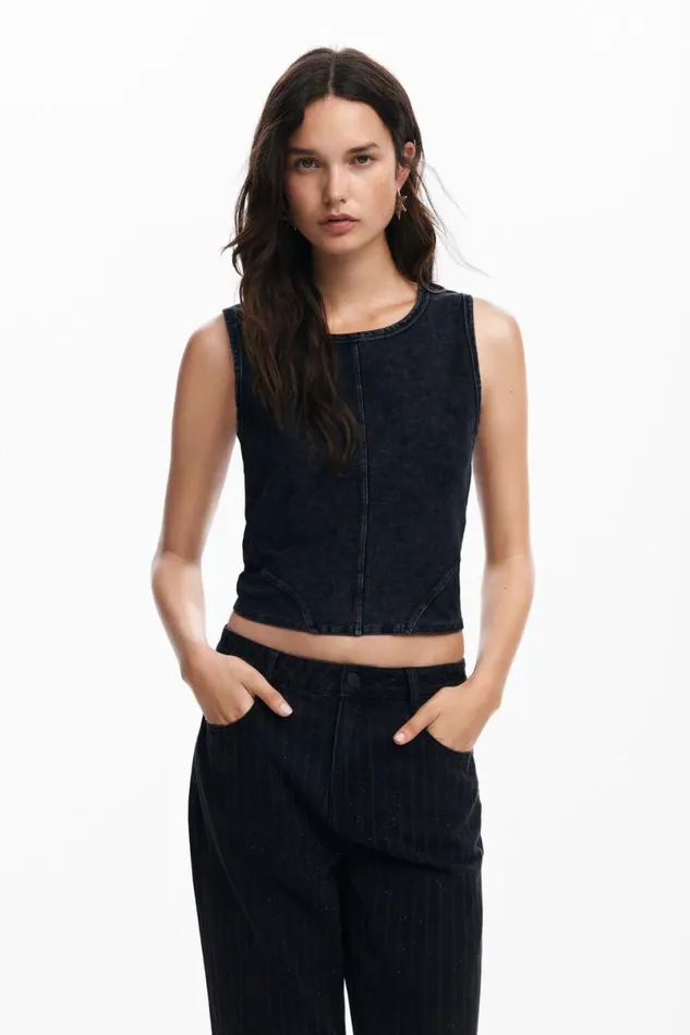 Women Tshirts Desigual Washed Effect Knit Tshirt