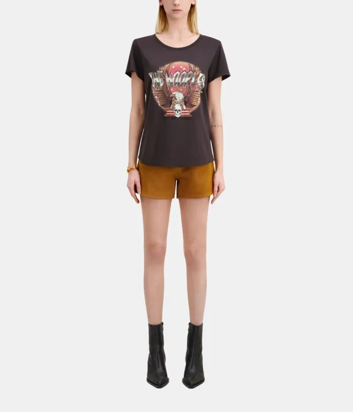 Women Tshirts THE KOOPLES Carbon Grey Tshirt With Rock Eagle Serigraphy