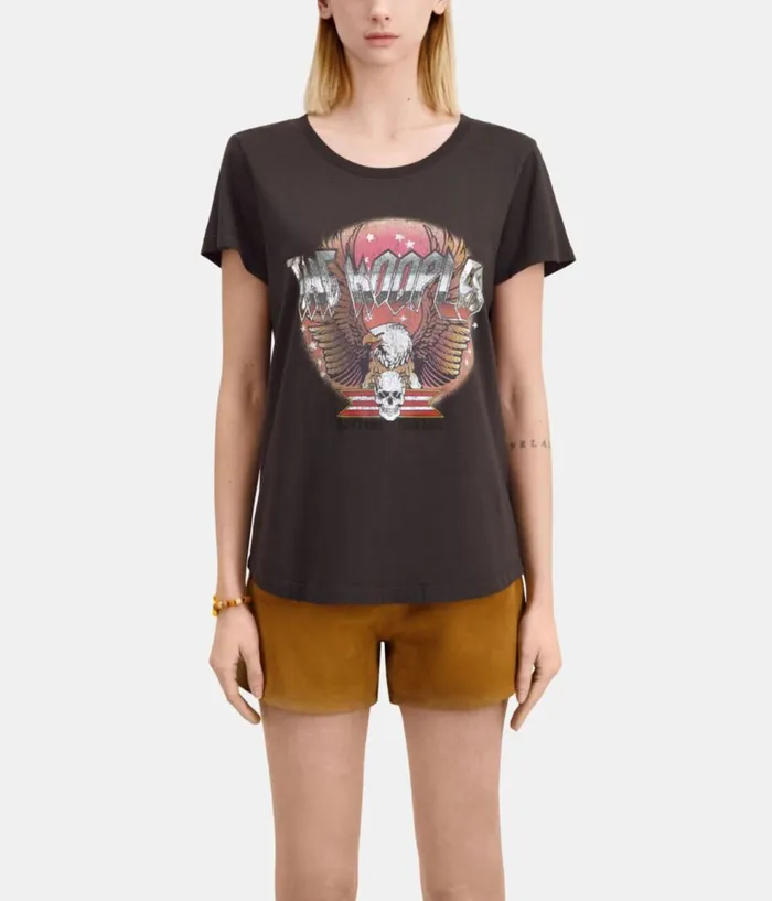 Women Tshirts THE KOOPLES Carbon Grey Tshirt With Rock Eagle Serigraphy