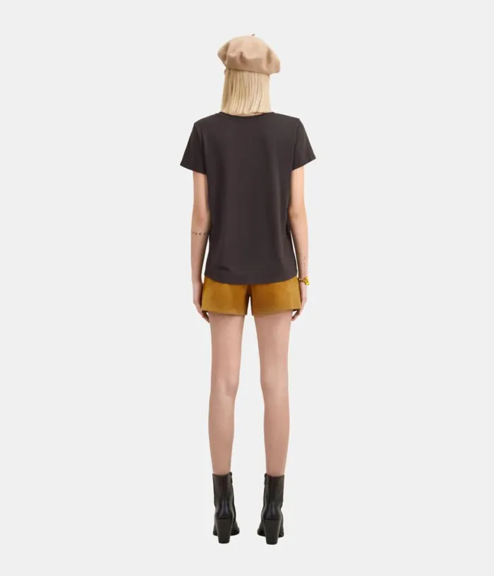 Women Tshirts THE KOOPLES Carbon Grey Tshirt With Rock Eagle Serigraphy