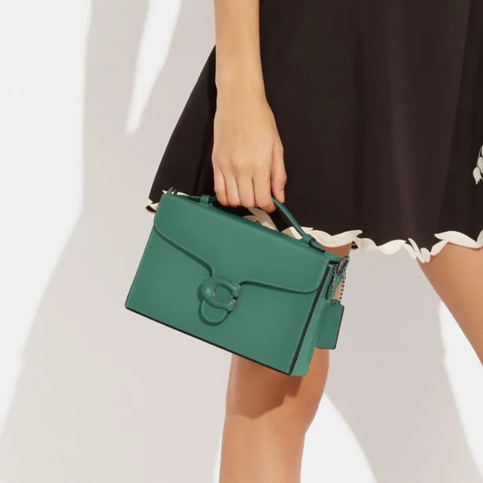 Women Tabby Box Bag Silverbright Green Coach Crossbody Bags