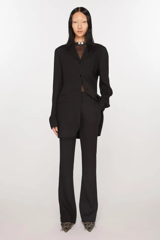 Women Tailored Wool Blend Trousers Black Acne Studios Trousers