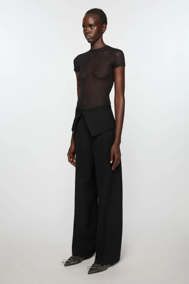 Women Tailored Wool Blend Trousers Black Acne Studios Trousers