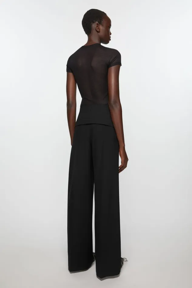 Women Tailored Wool Blend Trousers Black Acne Studios Trousers