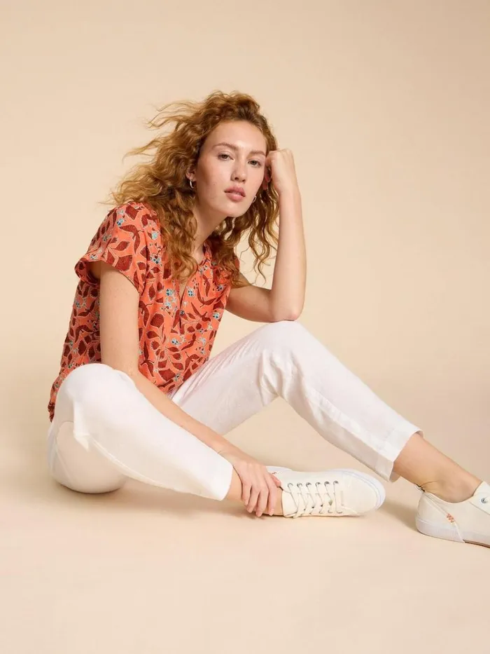 Women TOPS and TEES White Stuff Keri Cotton Organic Top Pink Multi