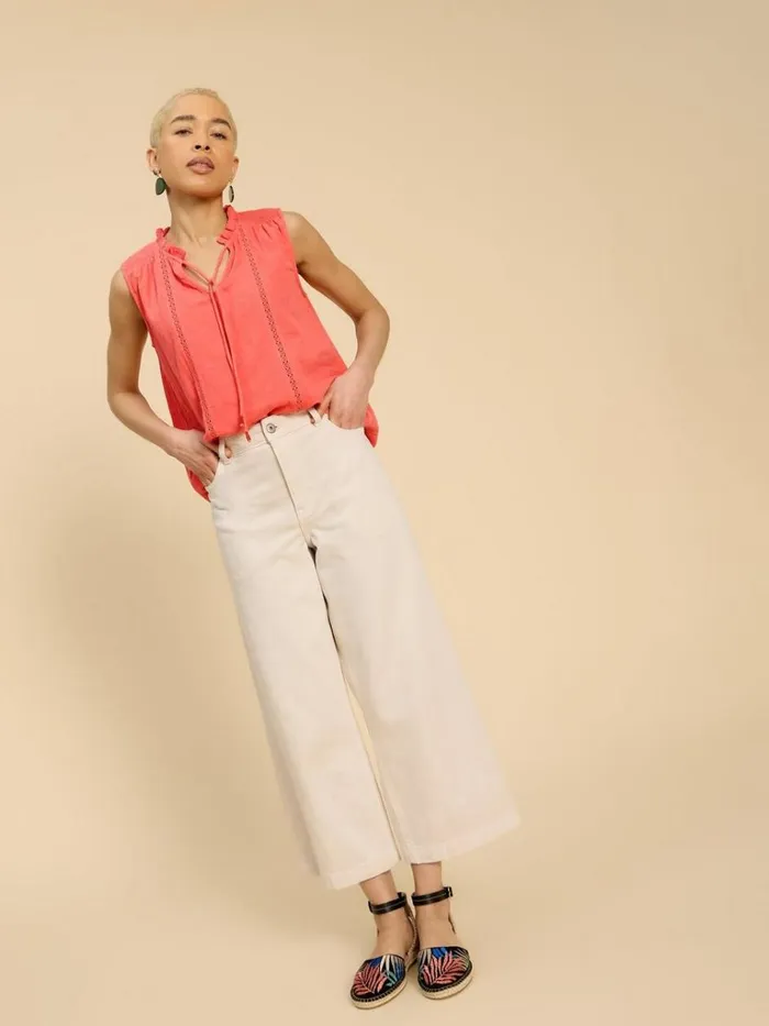 Women TOPS and TEES White Stuff Lottie Double Cloth Vest Mid Pink Women TOPS and TEES White Stuff Lottie Double Cloth Vest Mid Pink