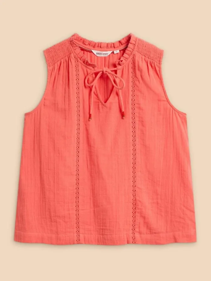 Women TOPS and TEES White Stuff Lottie Double Cloth Vest Mid Pink Women TOPS and TEES White Stuff Lottie Double Cloth Vest Mid Pink