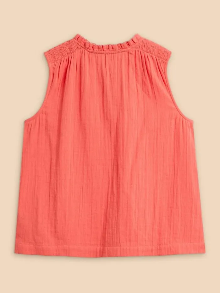 Women TOPS and TEES White Stuff Lottie Double Cloth Vest Mid Pink Women TOPS and TEES White Stuff Lottie Double Cloth Vest Mid Pink