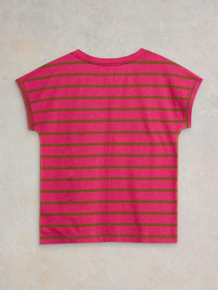 Women TOPS and TEES White Stuff NELLY NOTCH NECK NEP TEE Pink Multi
