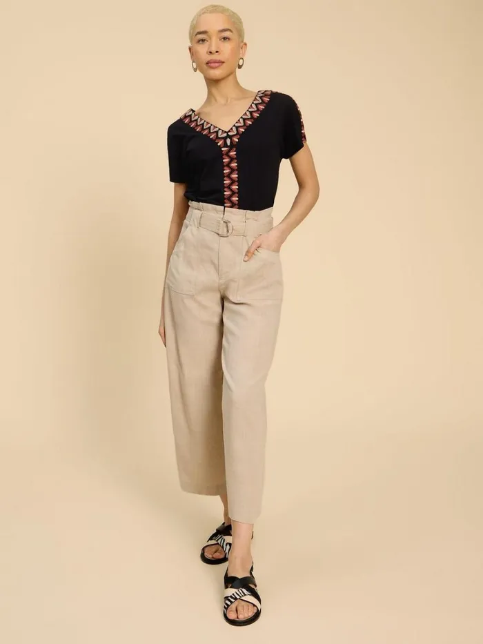 Women TOPS and TEES White Stuff NEVA EMBROIDERED TOP Black Multi