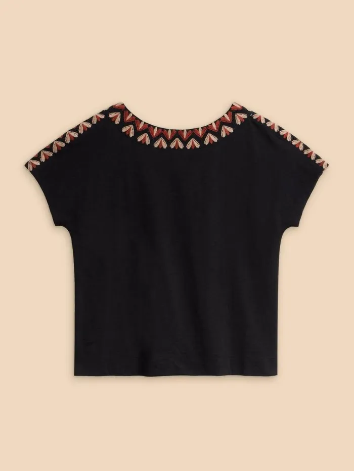 Women TOPS and TEES White Stuff NEVA EMBROIDERED TOP Black Multi