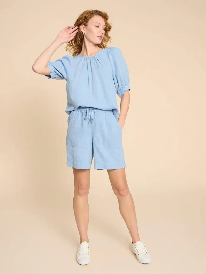 Women TOPS and TEES White Stuff Shelly Linen Blend Top Chambray Blue
