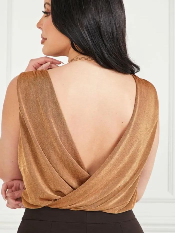 Women Tops And Sweaters Marciano Copper VNeck Bodysuit Copper