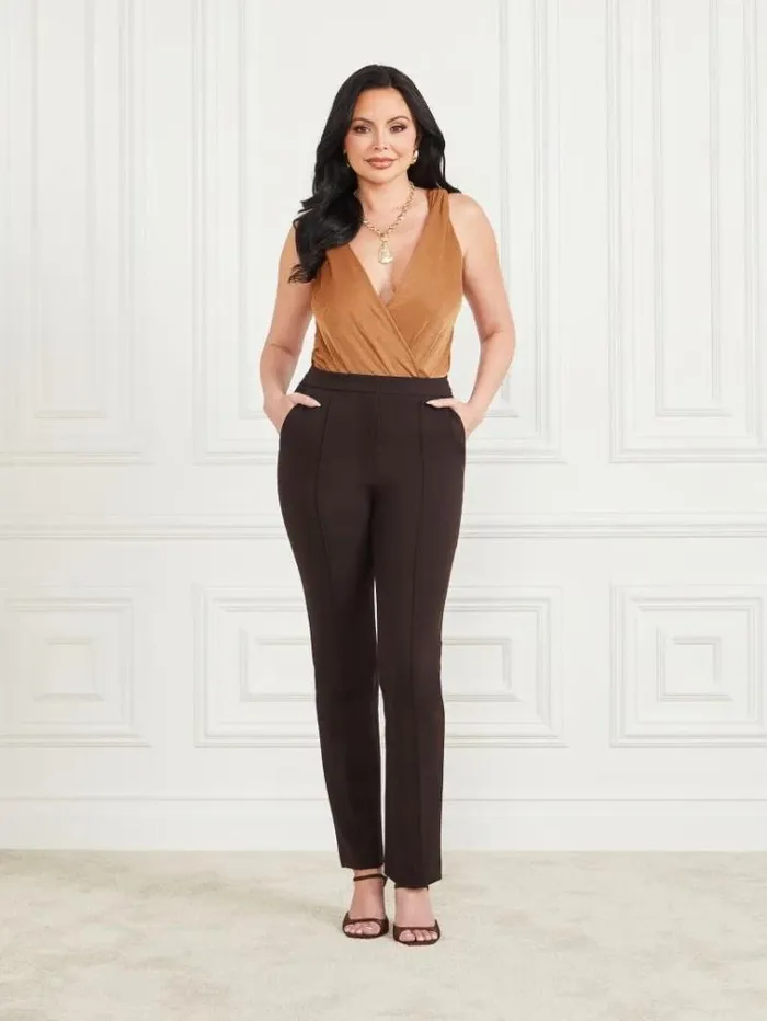Women Tops And Sweaters Marciano Copper VNeck Bodysuit Copper Women Tops And Sweaters Marciano Copper VNeck Bodysuit Copper