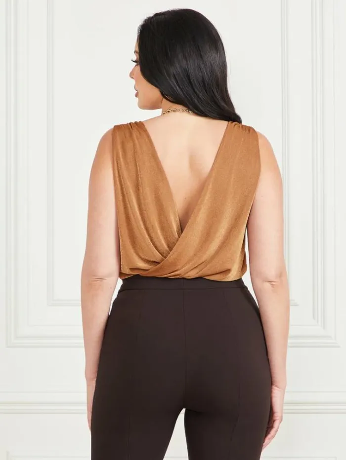Women Tops And Sweaters Marciano Copper VNeck Bodysuit Copper Women Tops And Sweaters Marciano Copper VNeck Bodysuit Copper