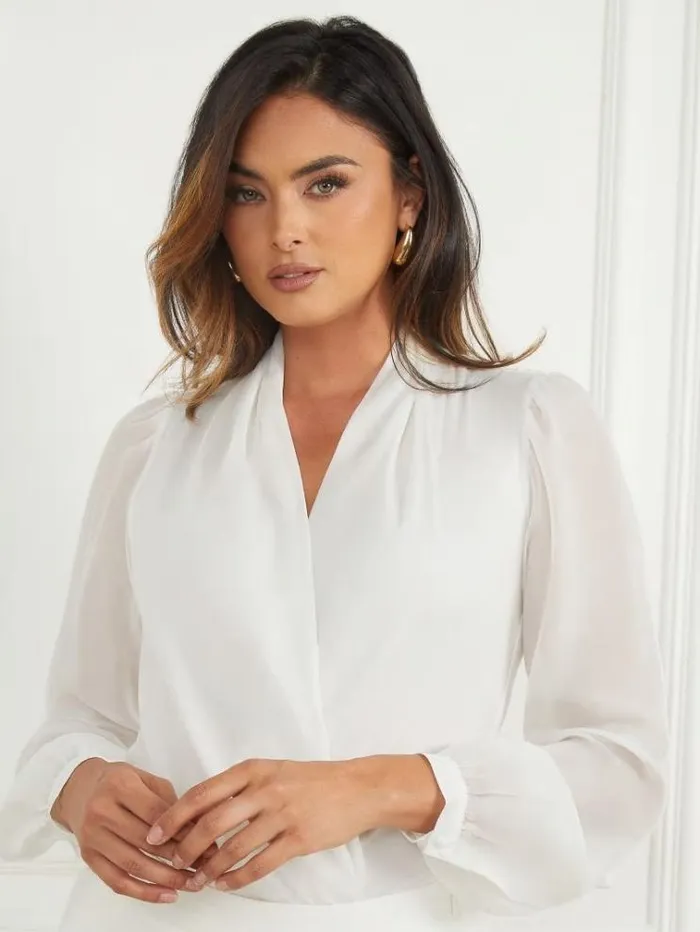 Women Tops And Sweaters Marciano Daria Bodysuit Frosted White