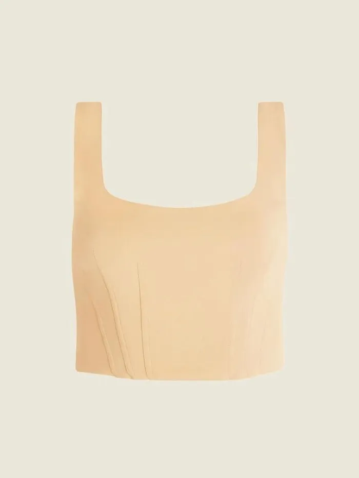 Women Tops And Sweaters Marciano Elaine Scuba Top Nude Sand Women Tops And Sweaters Marciano Elaine Scuba Top Nude Sand