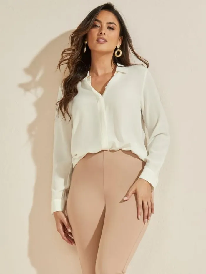 Women Tops And Sweaters Marciano The Silk Icon Blouse Pale Pearl