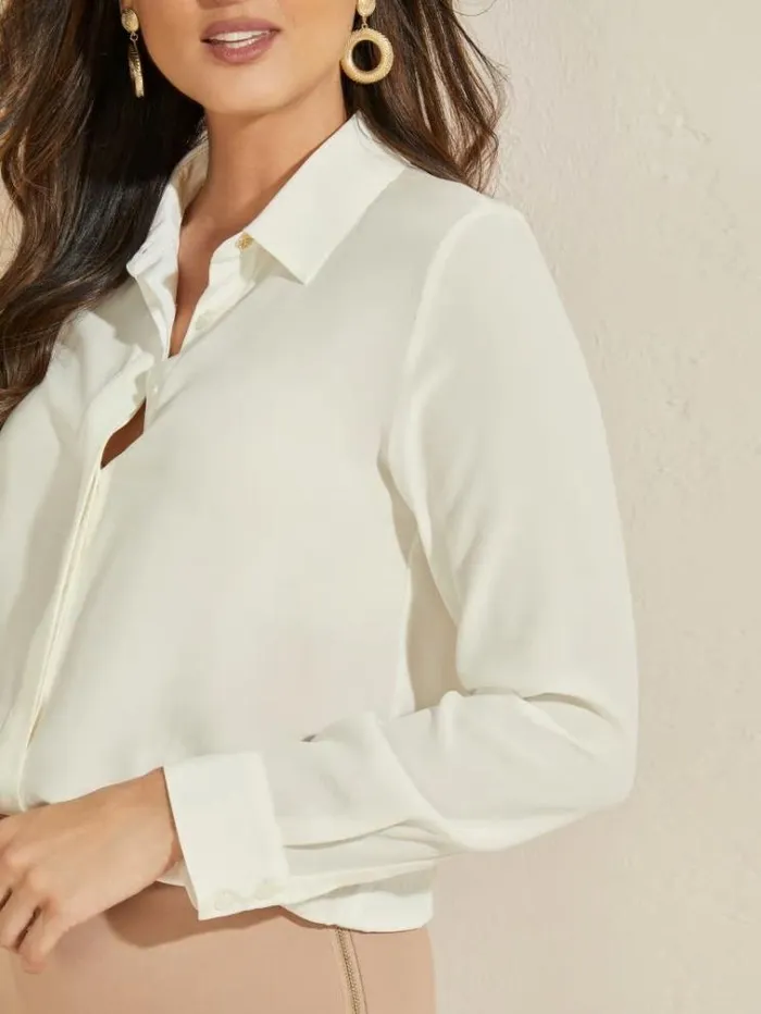 Women Tops And Sweaters Marciano The Silk Icon Blouse Pale Pearl Women Tops And Sweaters Marciano The Silk Icon Blouse Pale Pearl