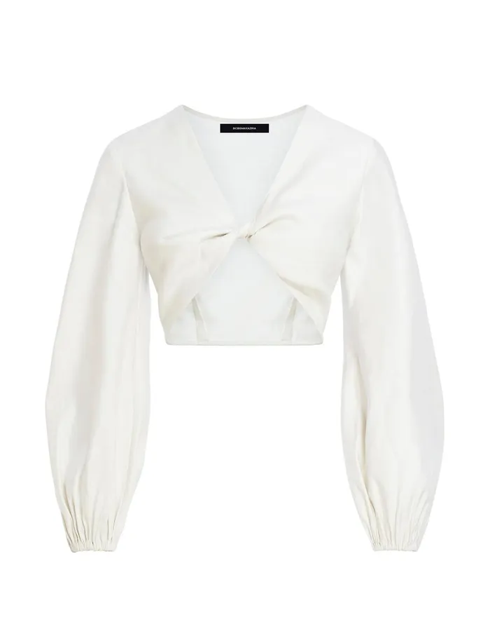 Women Tops BCBG Twist Front Crop Top Gardenia