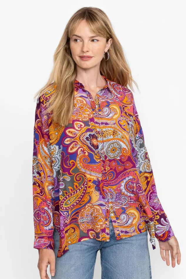 Women Tops Johnny Was AUDREY OVERSIZED SHIRT Sandalwood Pink