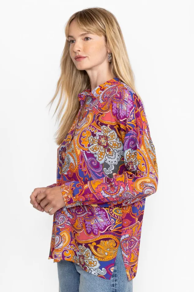 Women Tops Johnny Was AUDREY OVERSIZED SHIRT Sandalwood Pink