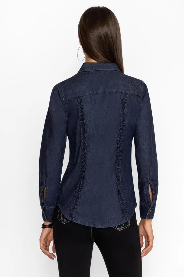 Women Tops Johnny Was BORDEAUX DENIM SHIRT Dark Blue Wash Women Tops Johnny Was BORDEAUX DENIM SHIRT Dark Blue Wash