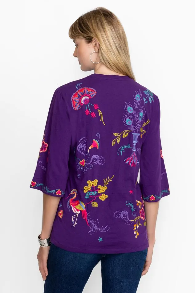 Women Tops Johnny Was BOXY KNIT TEE Violet Indigo Women Tops Johnny Was BOXY KNIT TEE Violet Indigo